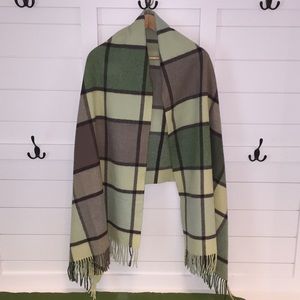 Wool wrap/shawl- greens and browns